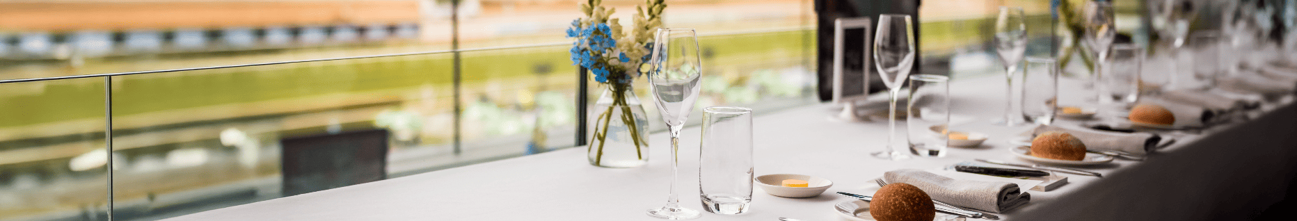 Fine dining table overlooking track
